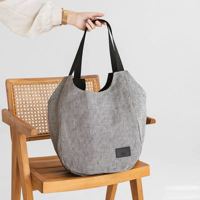 Striped Linen Tote Bag