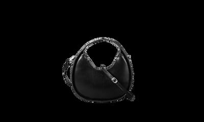 Leather Handbag Mini Moon - Black