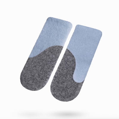 Felted Wool Mittens - Light Blue, Medium Grey