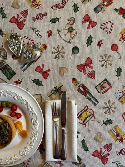 Festive Motive Christmas Story Rectangular Tablecloth