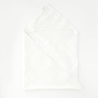 Linen Hooded Waffle Towel for Kids - White