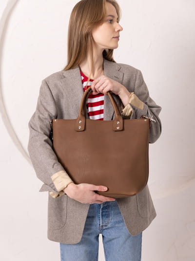 MIGLE Leather Handbag - Cappuccino